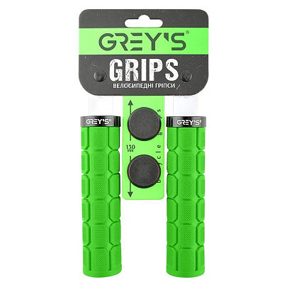 Грипсы (ручки руля)   Greys GR17320 прямые, Зеленые, алюминиевый зажим 1 шт, заглушки, длина 130 мм BD