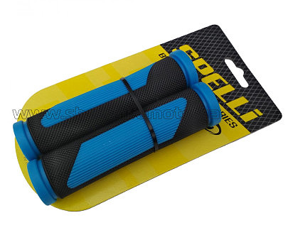 Грипсы (ручки руля)   SPELLI  SBG-692 черно/синие, прямые, 2-х фактурные, резина-каучук, длина 125 мм BD