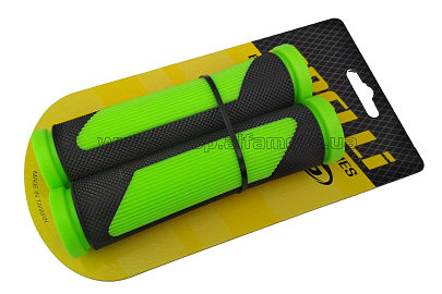 Грипсы (ручки руля)   SPELLI  SBG-692 черно/зеленые, прямые, 2-х фактурные, резина-каучук, длина 125 мм BD