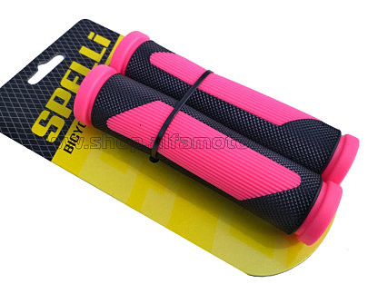 Грипсы (ручки руля)   SPELLI  SBG-692 черно/розовые, прямые, 2-х фактурные, резина-каучук, длина 125 мм BD