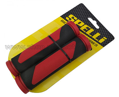 Грипсы (ручки руля)   SPELLI  SBG-692 черно/красные, прямые, 2-х фактурные, резина-каучук, длина 125 мм BD
