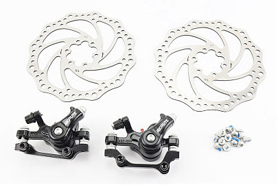Тормоз Disk-brake передний (F160/R140мм)+задний (F180/R160мм), диски 160мм, крепл. 6 болтов, чёрный DSC-510