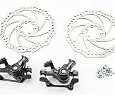 Гальмо Disk-brake переднє (F160/R140мм)+заднє (F180/R160мм), диски 160мм, кріпл. 6 болтів, чорні DSC-510