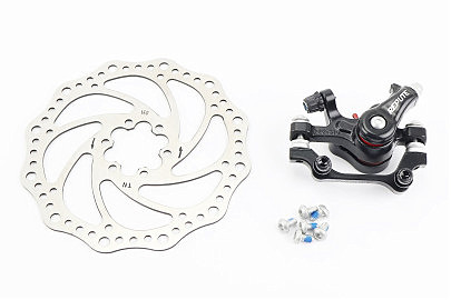 Гальмо Disk-brake заднє (F180/R160мм)+диск 160мм, кріпл. 6 болтів, чорне DSC510