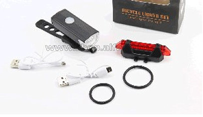 Фонарь   передний (в сборе)   велосипедный   300 lumen+задний 15 lumen, Li-ion 3.7V 330mAh зарядка от USB, влагозащитные к-кт, CYGM-2218   DS