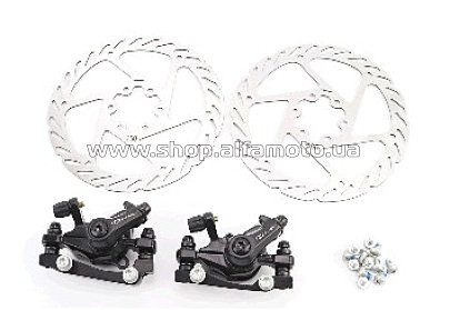 Тормоз Disk-brake передний (F160/R140мм)+задний (F180/R160мм), диски 160мм, крепл. 6 болтов, чёрный DX-2019