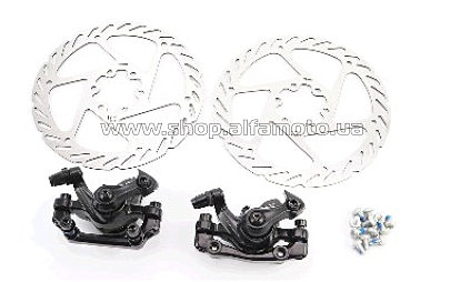 Тормоз Disk-brake передний (F160/R140мм)+задний (F180/R160мм), диски 160мм, крепл. 6 болтов, чёрный DX-2005