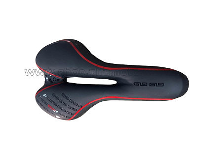 Седло велосипедное    MTB 270x160мм, чёрно-бело-красное GEL