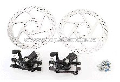 Тормоз Disk-brake передний (F160/R140мм)+задний (F180/R160мм), диски 160мм, крепл. 6 болтов, чёрный DX-2018, тип 2
