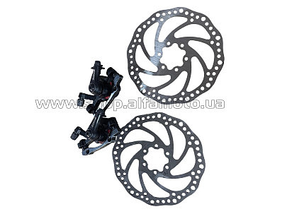 Тормоз Disk-brake передний (F160/R140мм)+задний (F180/R160мм), диски 160мм, крепл. 6 болтов, чёрный DX-2007