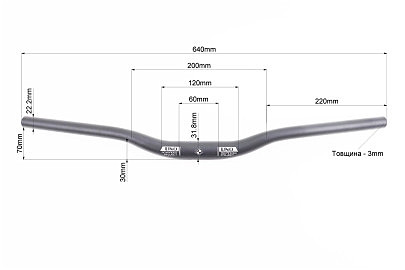 Руль MTB 31,8х640мм, алюминиевый, чёрный HB FB-11