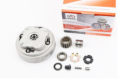 Сцепление двухдисковое в сборе (корзина) Delta 110/125cc "механика" + 9 деталей