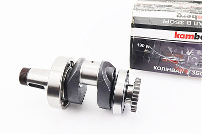 Коленвал R185N/R190N (Dболта-М12x1,5, Dшейки-52mm, H-107mm) +подшипники+шестерня, запрессованный