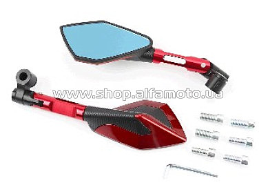 Зеркала  ПРИЗМА SPORT, красный, м8/10 (аэродинамические с регулировкой наклона)