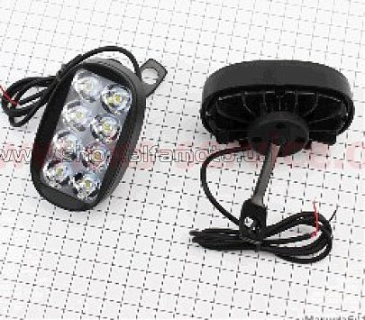 Фара дополнительная светодиодная влагозащитная (85*50mm) &mdash; 8 LED с креплением под зеркало, к-кт 2шт