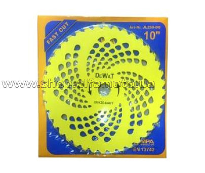 Нож мотокосы   40T   (?255/25.4 mm)   (победитовые зубья)   (желтый )   BEST