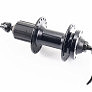 Втулка задняя MTB алюминиевая 14Gx36H под кассету 8-10зв, Disk-brake, 2 пром-подшипники 6200 2RS, крепл. эксцентрик, чёрная MS37R