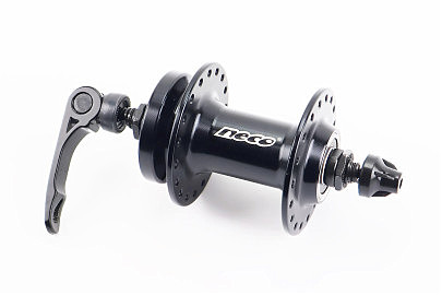Втулка передняя MTB алюминиевая 14Gx36H, Disk-brake, 2 пром-подшипники 6200 2RS, крепл. эксцентрик, чёрная MS3951F