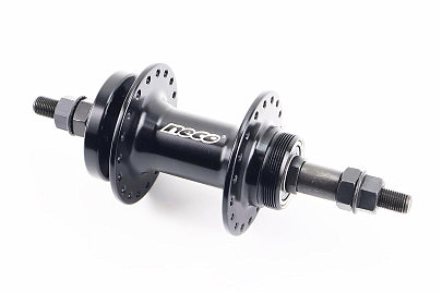 Втулка задняя MTB алюминиевая 14Gx36H под вольнобег, Disk-brake (резьба), 2 пром-подшипники 6200 2RS, крепл. гайка, чёрная MS3951F